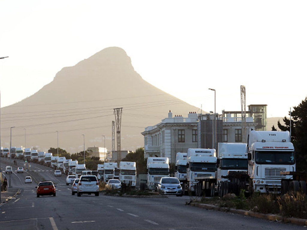 Logistic trucks transporting food nationwide for agriculture