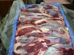 Raw lamb cuts packed in a lined meat container, illustrating meat processing and export opportunities supporting profitable sheep farming in South Africa.